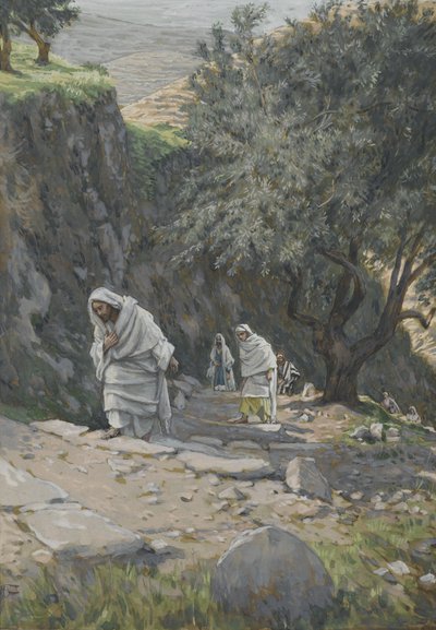 Hän kulki matkalla Efraimiin, esimerkki teoksesta Herramme Jeesuksen Kristuksen elämä, 1886-96 (wc grafiitin päällä paperilla) tekijältä James Jacques Joseph Tissot