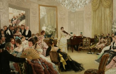 Hiljaa! (The Concert), n.1875 (öljy kankaalle) tekijältä James Jacques Joseph Tissot