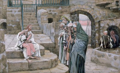 Jeesus ja pieni lapsi, kuvitus teokseen The Life of Christ, n. 1886-1894 (wc ja guassi pahville) tekijältä James Jacques Joseph Tissot