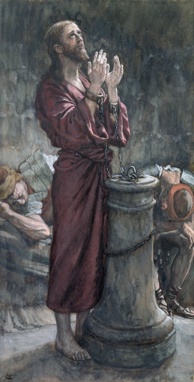Jeesus vankilassa, kuvitus teokselle The Life of Christ, n. 1884-1896 (wc ja guassi pahville) tekijältä James Jacques Joseph Tissot