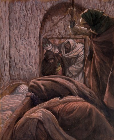 Jeesus haudassa, kuvitus teokseen The Life of Christ, n. 1884-1896 (wc ja guassi pahville) tekijältä James Jacques Joseph Tissot