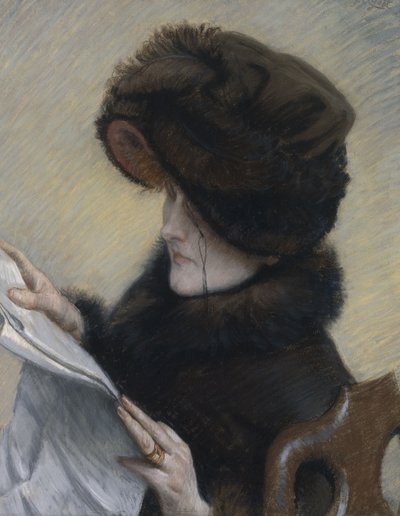 Lukija, n. 1883 (pastelli kankaalle asetettu paperille) tekijältä James Jacques Joseph Tissot