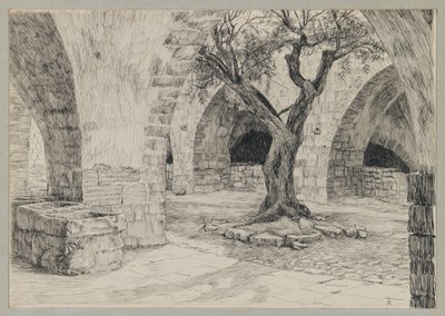 Armenialaisen luostarin ulkorakennus, Jerusalem, kuva Herramme Jeesuksen Kristuksen elämästä (muste paperille) tekijältä James Jacques Joseph Tissot