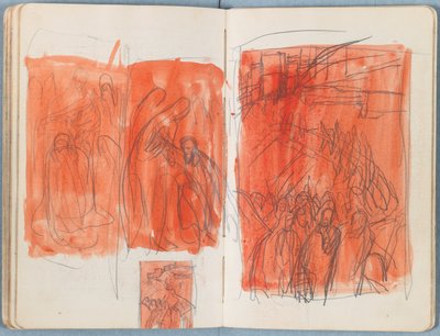 Sivuja Sketches for The Life of Our Lord Jesus Christ -albumista 1880-luvun lopulla (grafiitti ja pesu paperille) tekijältä James Jacques Joseph Tissot