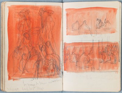 Sivuja Sketches for The Life of Our Lord Jesus Christ -albumista 1880-luvun lopulla (grafiitti ja pesu paperille) tekijältä James Jacques Joseph Tissot