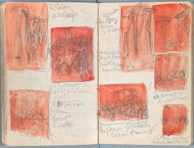 Sivuja Sketches for The Life of Our Lord Jesus Christ -albumista 1880-luvun lopulla (grafiitti ja pesu paperille) tekijältä James Jacques Joseph Tissot