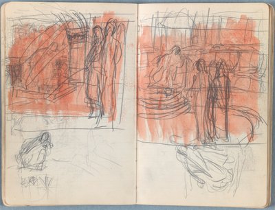 Sivuja Sketches for The Life of Our Lord Jesus Christ -albumista 1880-luvun lopulla (grafiitti ja pesu paperille) tekijältä James Jacques Joseph Tissot
