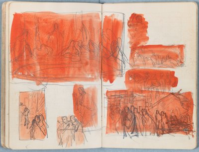 Sivuja Sketches for The Life of Our Lord Jesus Christ -albumista 1880-luvun lopulla (grafiitti ja pesu paperille) tekijältä James Jacques Joseph Tissot