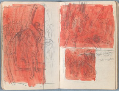 Sivuja Sketches for The Life of Our Lord Jesus Christ -albumista 1880-luvun lopulla (grafiitti ja pesu paperille) tekijältä James Jacques Joseph Tissot