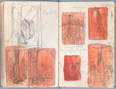 Sivuja Sketches for The Life of Our Lord Jesus Christ -albumista 1880-luvun lopulla (grafiitti ja pesu paperille) tekijältä James Jacques Joseph Tissot