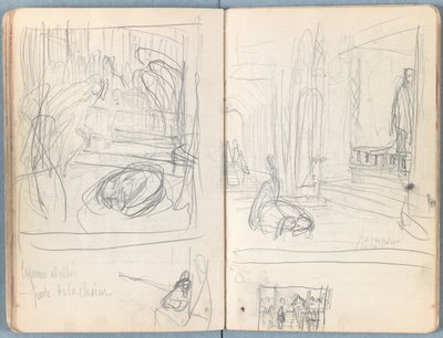 Sivuja Sketches for The Life of Our Lord Jesus Christ -albumista 1880-luvun lopulla (grafiitti ja pesu paperille) tekijältä James Jacques Joseph Tissot