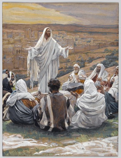 Pater Noster - Lords Prayer, kuvitus teokseen The Life of Christ, n. 1886-1894 (wc ja guassi pahville) tekijältä James Jacques Joseph Tissot