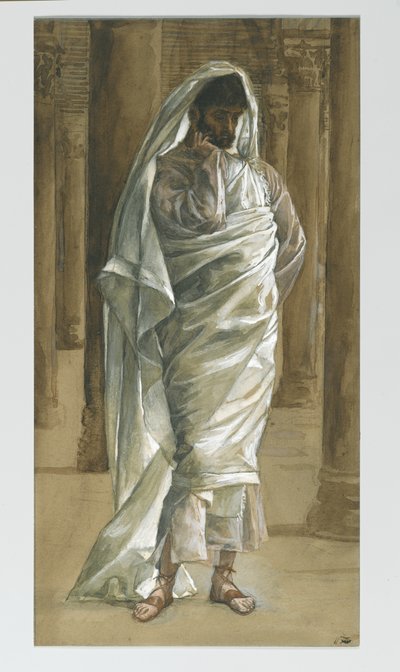Pyhä Tuomas, kuvitus teoksesta Herramme Jeesuksen Kristuksen elämä, 1886-94 (wc grafiitin päällä paperilla) tekijältä James Jacques Joseph Tissot