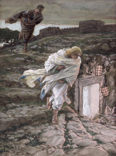 Pietari ja Pyhä Johannes Juokse haudalle, kuvitus teokselle The Life of Christ, n. 1886-1894 (wc ja guassi pahville) tekijältä James Jacques Joseph Tissot