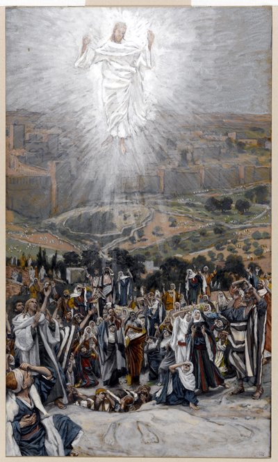 Ascension from the Olive Mount, kuvitus teokselle The Life of Christ, n. 1884-1896 (wc ja guassi pahville) tekijältä James Jacques Joseph Tissot
