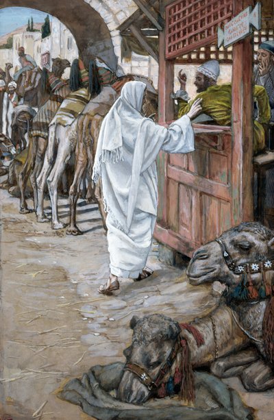 Pyhän Matteuksen kutsumus, kuvitus teokselle The Life of Christ, n. 1886-1894 (wc ja guassi pahville) tekijältä James Jacques Joseph Tissot