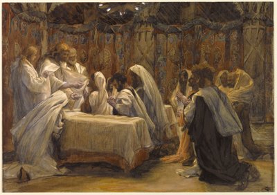 Apostolien ehtoollinen, kuvitus teokselle The Life of Christ, n. 1884-1896 (wc ja guassi pahville) tekijältä James Jacques Joseph Tissot