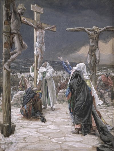Jeesuksen kuolema, kuvitus teokselle The Life of Christ, n. 1884-1896 (wc ja guassi pahville) tekijältä James Jacques Joseph Tissot