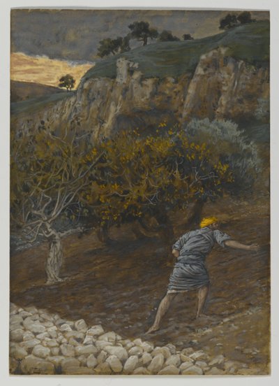 Vihollinen, joka kylvää, esimerkki teoksesta Herramme Jeesuksen Kristuksen elämä (wc grafiitin päällä paperilla) tekijältä James Jacques Joseph Tissot