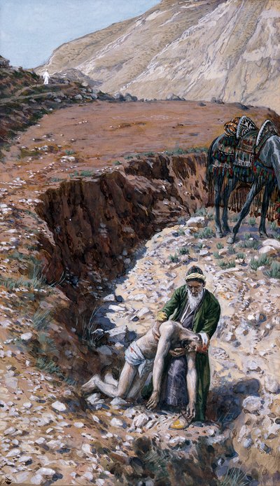 Laupias samarialainen, kuvitus teokselle The Life of Christ, n. 1886-1894 (wc ja guassi pahville) tekijältä James Jacques Joseph Tissot
