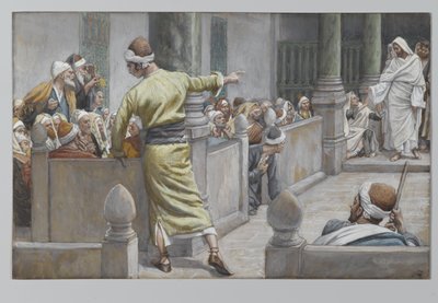 Parannettu sokea mies kertoo tarinansa juutalaisille, esimerkki teoksesta Herramme Jeesuksen Kristuksen elämä, 1886-96 (wc grafiitin päällä paperilla) tekijältä James Jacques Joseph Tissot