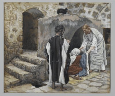 Petersin anopin paraneminen, kuvitus teoksesta Herramme Jeesuksen Kristuksen elämä (wc grafiitin päällä paperilla) tekijältä James Jacques Joseph Tissot