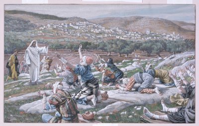 Lepraisten paraneminen, kuvitus teokselle The Life of Christ, n. 1886-1894 (wc ja guassi pahville) tekijältä James Jacques Joseph Tissot