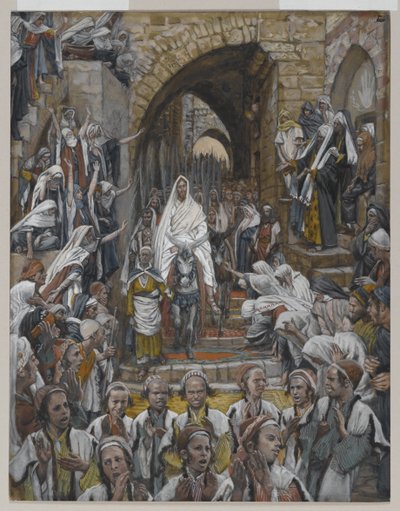 Kulkue Jerusalemin kaduilla, esimerkki teoksesta Herramme Jeesuksen Kristuksen elämä, 1886-94 (wc grafiitin päällä paperilla) tekijältä James Jacques Joseph Tissot
