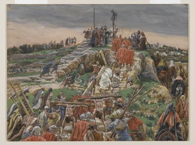 Kulkue lähestyy Golgataa, esimerkki teoksesta Herramme Jeesuksen Kristuksen elämä, 1886-94 (wc grafiitin päällä paperilla) tekijältä James Jacques Joseph Tissot