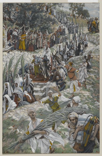 Kulkue Öljymäellä, esimerkki teoksesta Herramme Jeesuksen Kristuksen elämä, 1886-94 (wc grafiitin päällä paperilla) tekijältä James Jacques Joseph Tissot