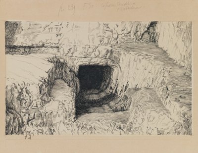 Pyöreä kivi ulkoapäin nähtynä, kuva Herramme Jeesuksen Kristuksen elämästä (muste paperille) tekijältä James Jacques Joseph Tissot