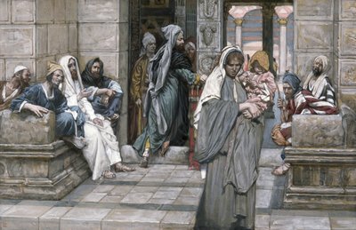 The Widows Mite, kuvitus teokseen The Life of Christ, n. 1884-1896 (wc ja guassi pahville) tekijältä James Jacques Joseph Tissot