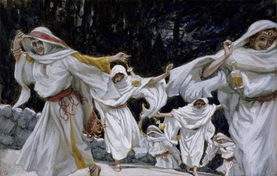 Viisaat neitsyet, kuvitus teokseen The Life of Christ, n. 1886-1894 (wc ja guassi pahville) tekijältä James Jacques Joseph Tissot
