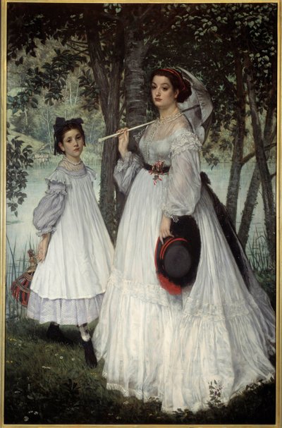Kaksi sisarta eli "" muotokuvia puistossa" Jacques Josephin (Jacques-Joseph) maalaus Tissot, James Tissot (1836-1902) tekijältä James Jacques Joseph Tissot