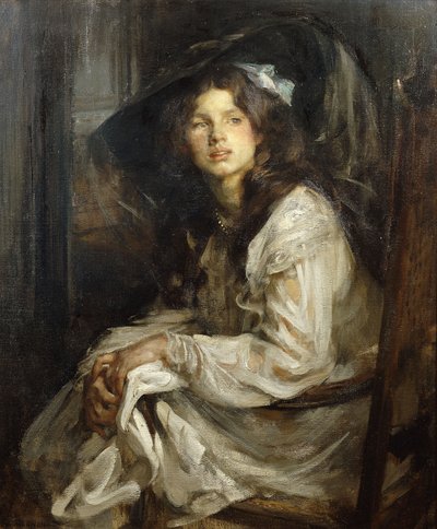 Tyttö istuu tuolissa, tekijältä James Jebusa Shannon