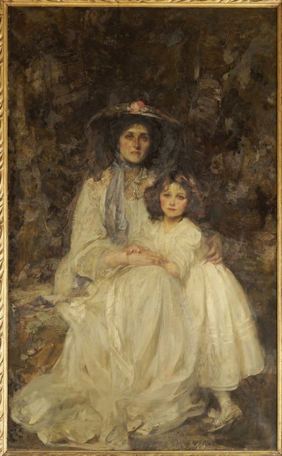 Lady Dickson-Poynder ja hänen tyttärensä Joan, n. 1905 tekijältä James Jebusa Shannon