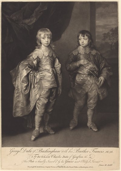 George Buckinghamin herttua veljensä Francisin kanssa tekijältä James MacArdell after Sir Anthony van Dyck
