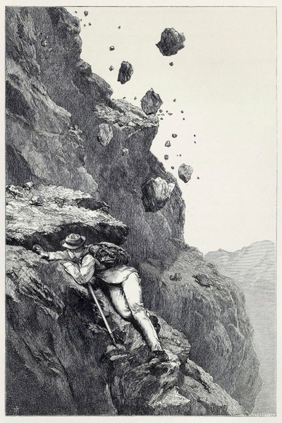 Cannonade on Matterhorn, Scramblesista Alppien joukossa vuosina 1860 - 69, pub. 1871 tekijältä James Mahoney