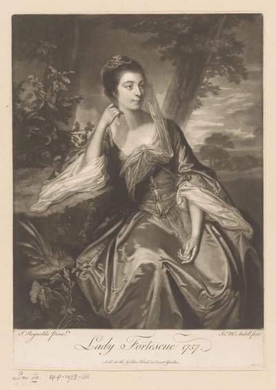 Muotokuva Anne Fortescue Lady Fortescue (otsikko esineessä) tekijältä James McArdell