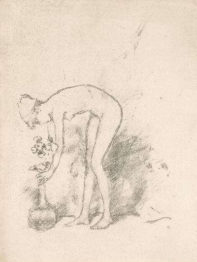 Alastonmalli asettelemassa kukkia tekijältä James Abbott McNeill Whistler