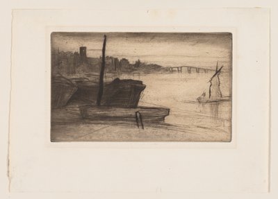 Chelsea Bridge ja kirkko tekijältä James Abbott McNeill Whistler