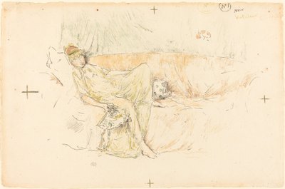 Draped figuuri, makuuasentoon tekijältä James Abbott McNeill Whistler