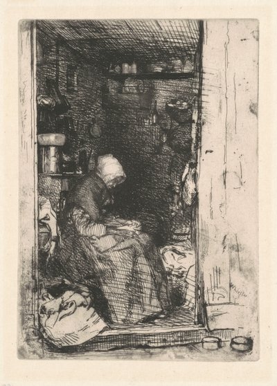 Ryysyihin pukeutunut vanha nainen tekijältä James McNeill Whistler