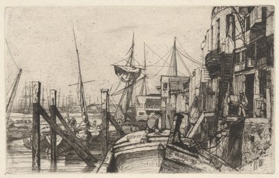 Limehouse, Thames-sarjasta (Kuudentoista etsauksen sarja, joka kuvaa näkymiä Thamesilta ja muita aiheita) tekijältä James McNeill Whistler