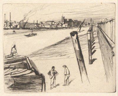 Millbank, Thames-sarjasta (Kuudentoista etsauksen sarja, joka esittää näkymiä Thamesilta ja muita aiheita) tekijältä James McNeill Whistler
