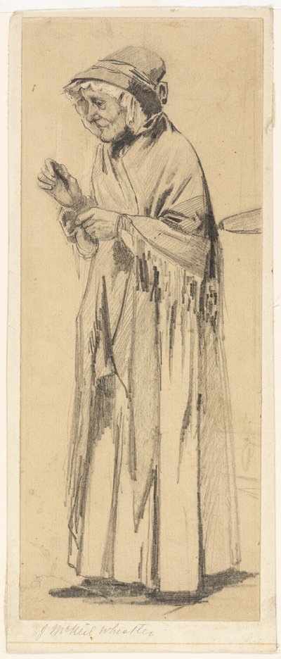 Vanha nainen huivi ja lippalakki tekijältä James Abbott McNeill Whistler