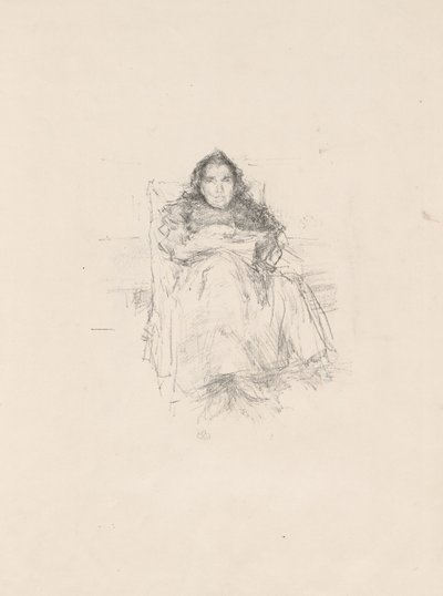Muotokuvatutkimus: Mrs. Philip, nro 3 (recto) Muotokuvatutkimus: Geneviève Mallarmé (verso) tekijältä James Abbott McNeill Whistler