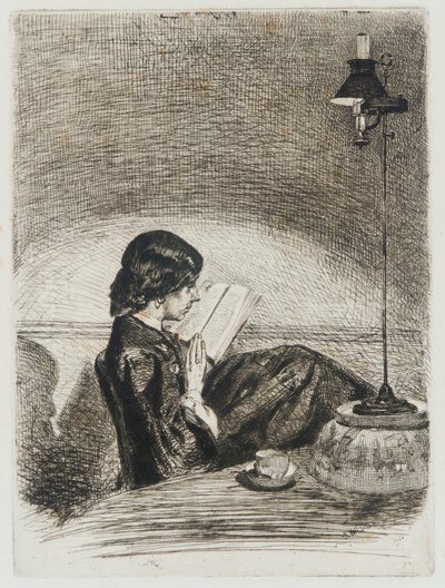 Lukeminen lampun valossa tekijältä James Abbott McNeill Whistler