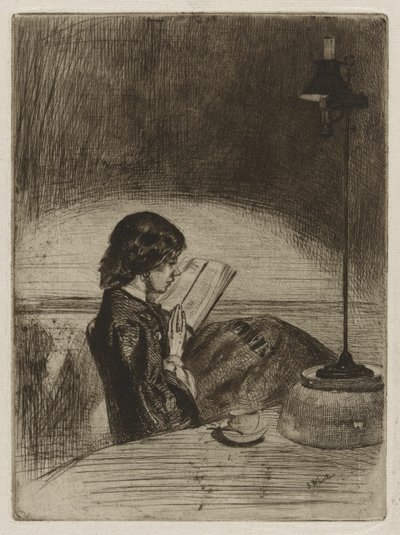 Lukeminen lampun valossa tekijältä James Abbott McNeill Whistler