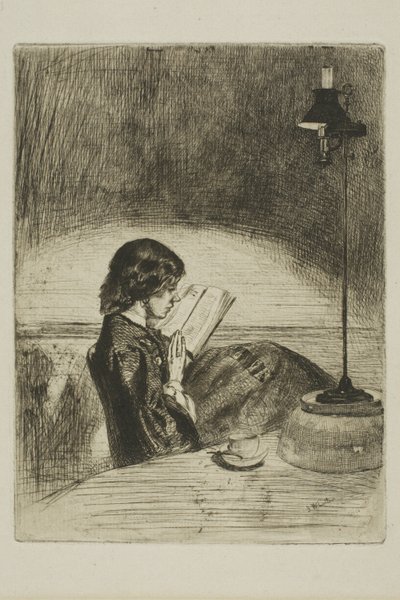 Lukeminen lampun valossa tekijältä James Abbott McNeill Whistler